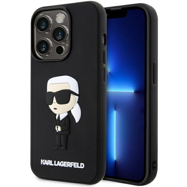 Karl Lagerfeld KLHCP14L3DRKINK iPhone 14 Pro 6.1 musta/musta suojakuori Rubber Ikonik 3D