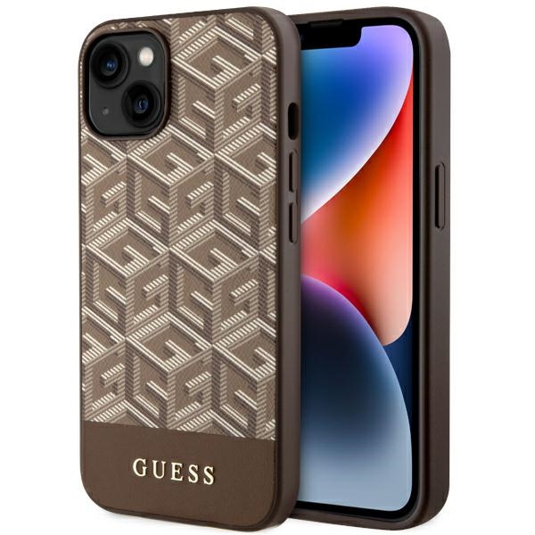 Guess GUHMP14MHGCFSEW iPhone 14 Plus 6.7 ruskea/ruskea suojakuori GCube Stripes MagSafe