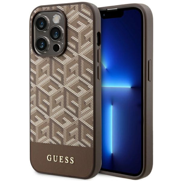 Guess GUHMP14XHGCFSEW iPhone 14 Pro Max 6.7 ruskea/ruskea suojakuori GCube Stripes MagSafe