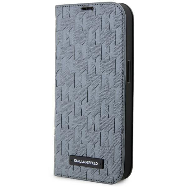 Karl Lagerfeld KLBKP14LSAKLHPG iPhone 14 Pro 6.1 kirjakuori hopeinen/hopeinen Saffiano Monogram