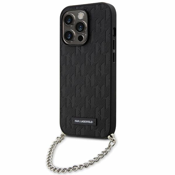 Karl Lagerfeld KLHCP14LSACKLHPK iPhone 14 Pro 6.1 musta/musta kovakuori Saffiano Monogram Chain