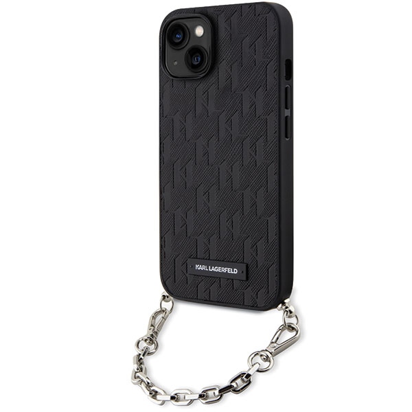 Karl Lagerfeld KLHCP14SSACKLHPK iPhone 14 6.1 musta/musta kovakuori Saffiano Monogram Chain