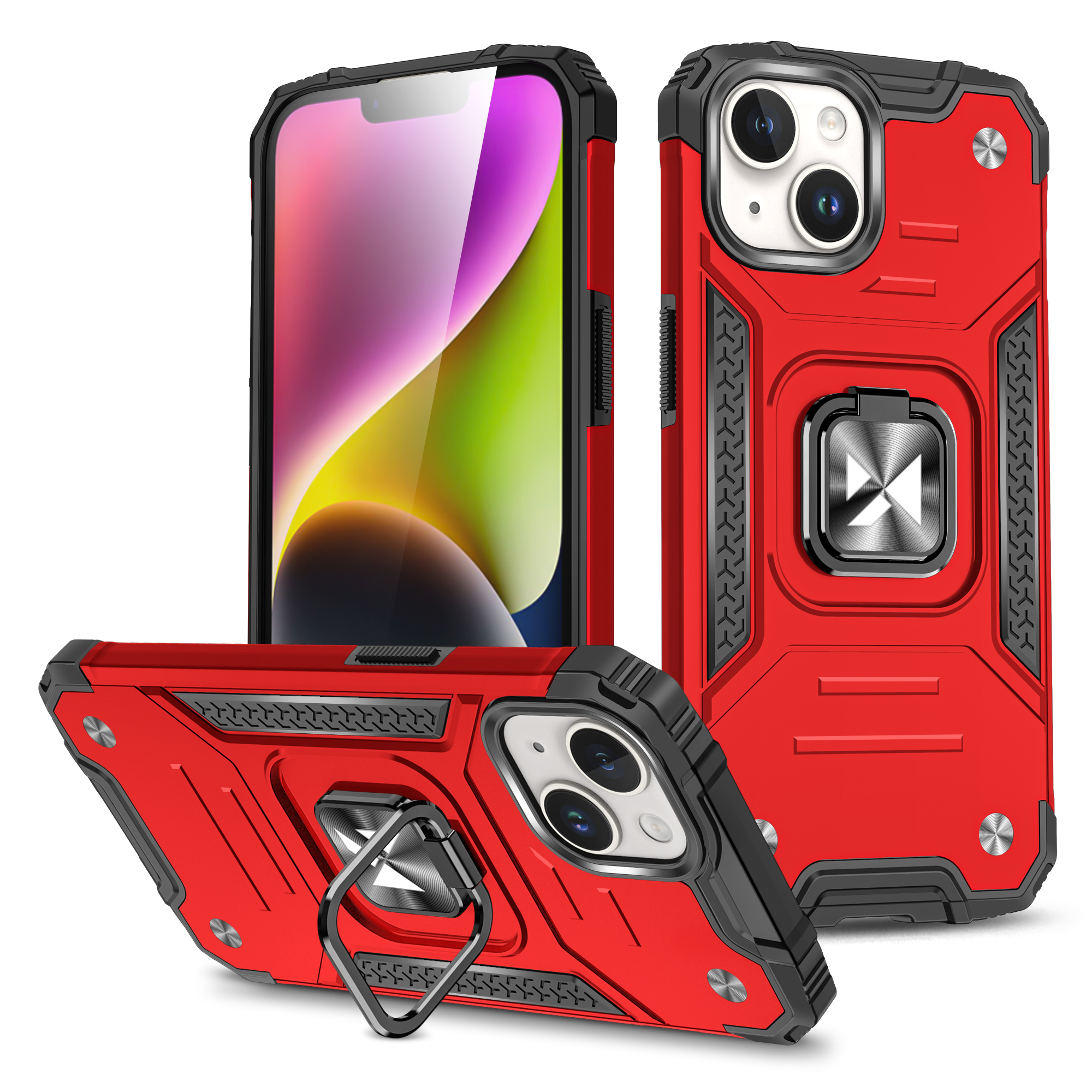 Wozinsky Ring Armor iPhone 15 Plus Ring Armor Suojakuori - punainen