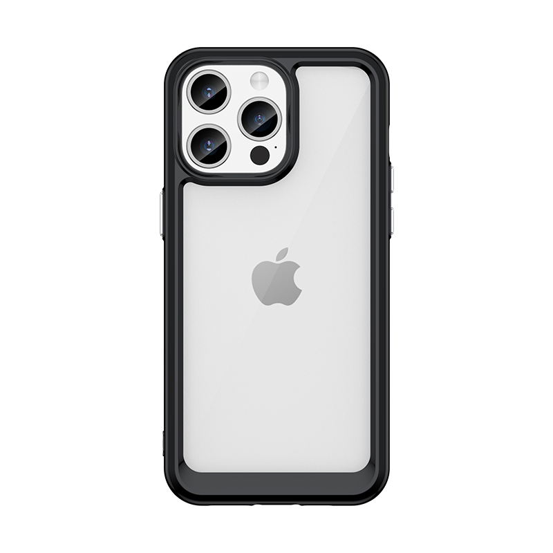 iPhone 15 Pro Max Outer Space vahvistettu Suojakuori joustavalla kehyksellä - musta