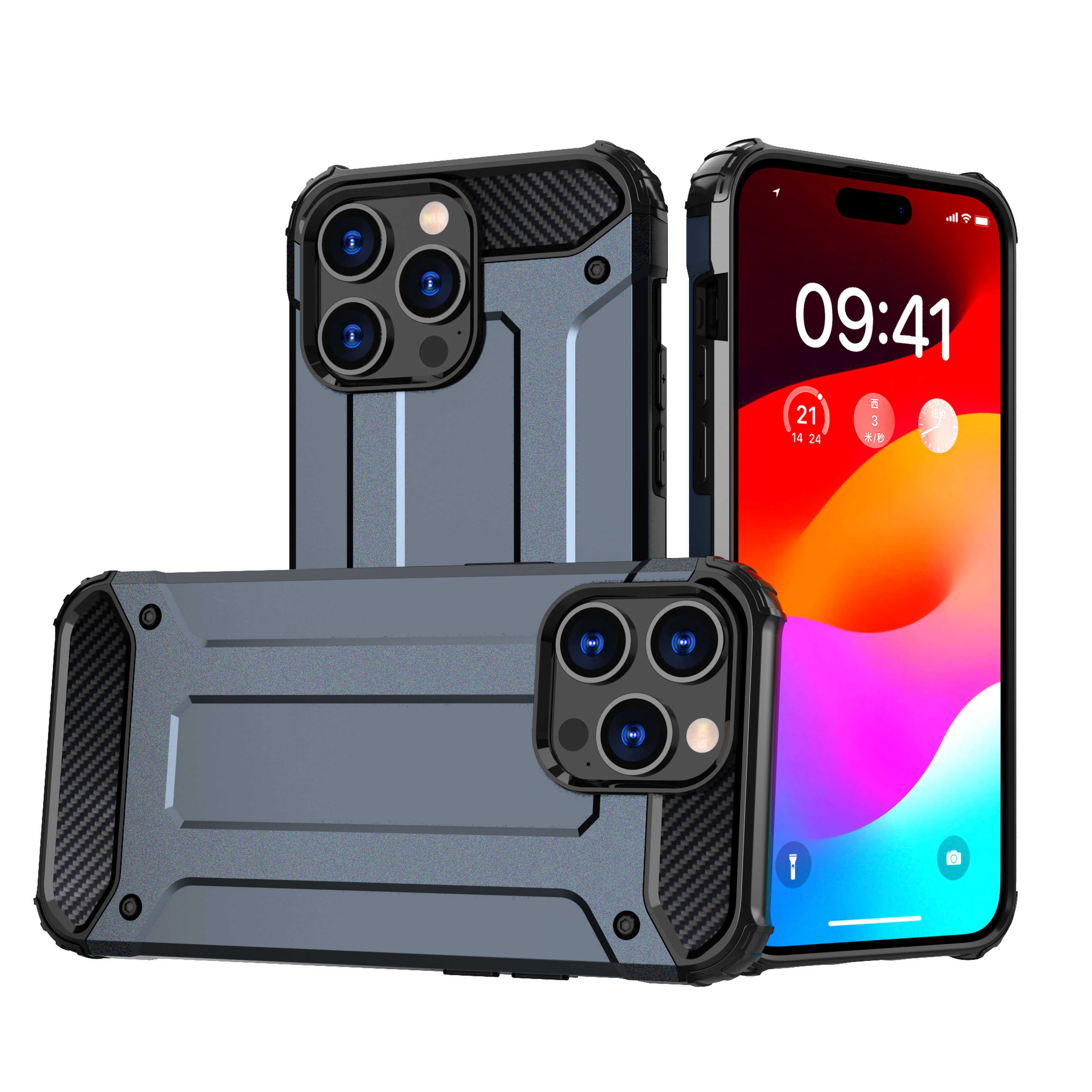 iPhone 15 Pro Max Hybrid Armor Suojakuori - sininen