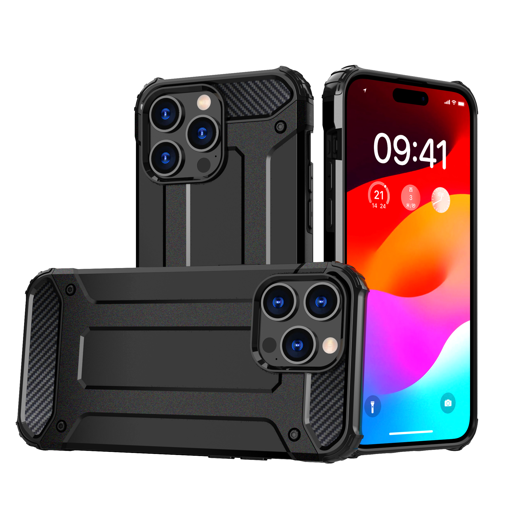 iPhone 15 Pro Hybrid Armor Suojakuori - musta