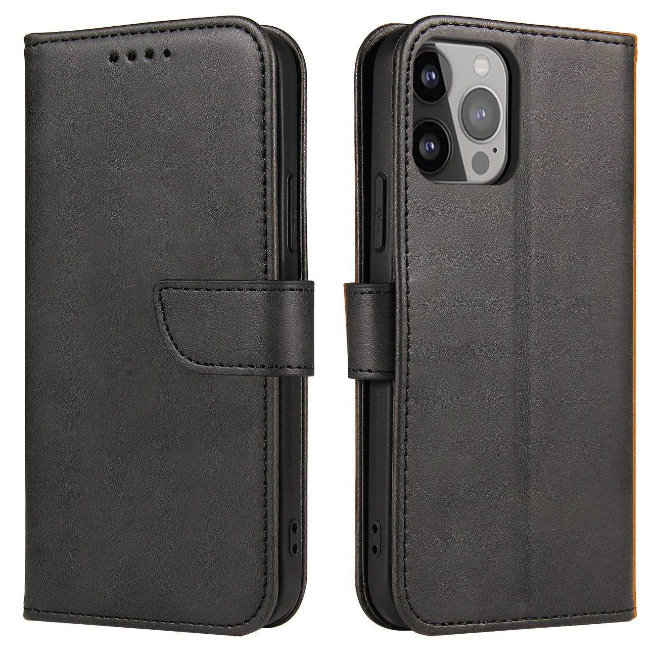 Lompakko-Suojakuori jalustalla iPhone 15 Pro:lle Magnet Case - musta