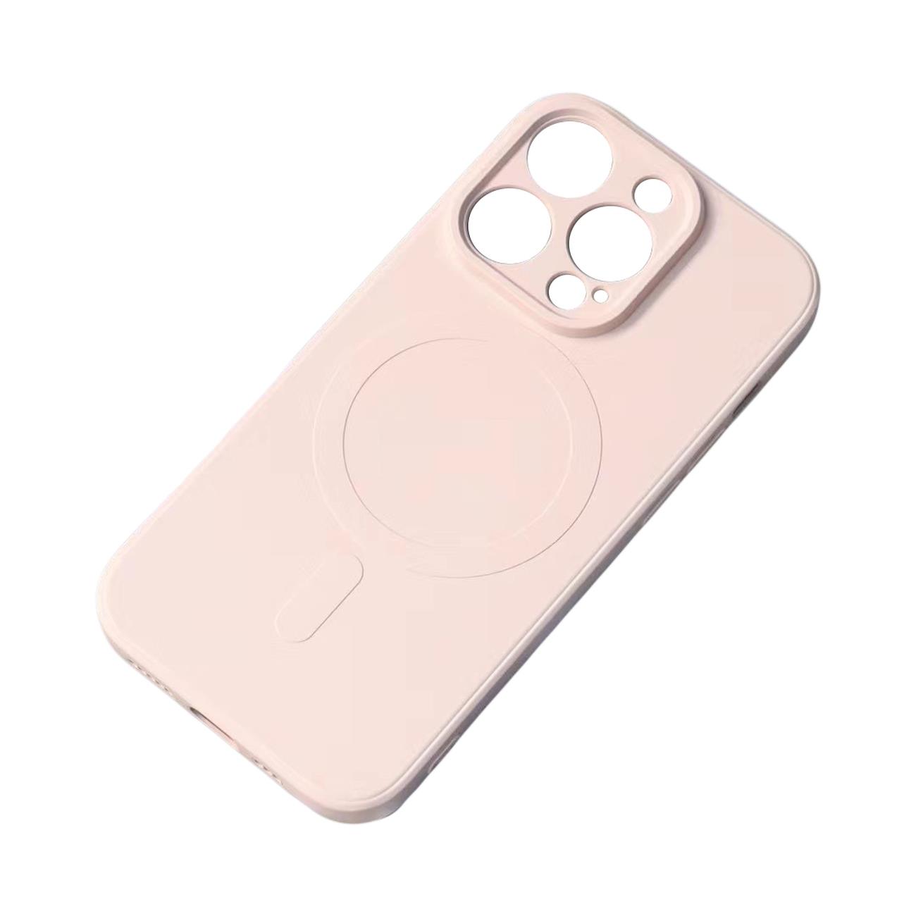 MagSafe-yhteensopiva silikonikuori iPhone 15 Pro:lle Silicone Case - vaaleanpunainen