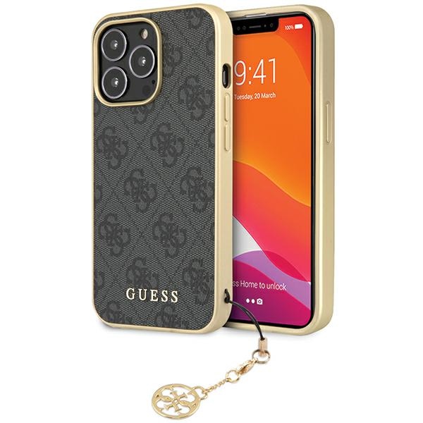 Guess 4G Charms Collection -suojakuori iPhone 14 Pro:lle - harmaa
