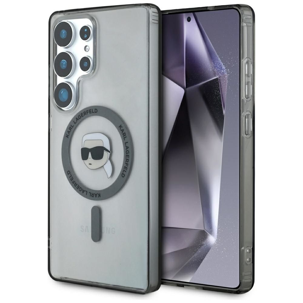 Karl Lagerfeld Suojakuori Samsung S25 Ultralle KLHMS25LHLSKIK (Magneettinen IML Metal K. Heads) Musta
