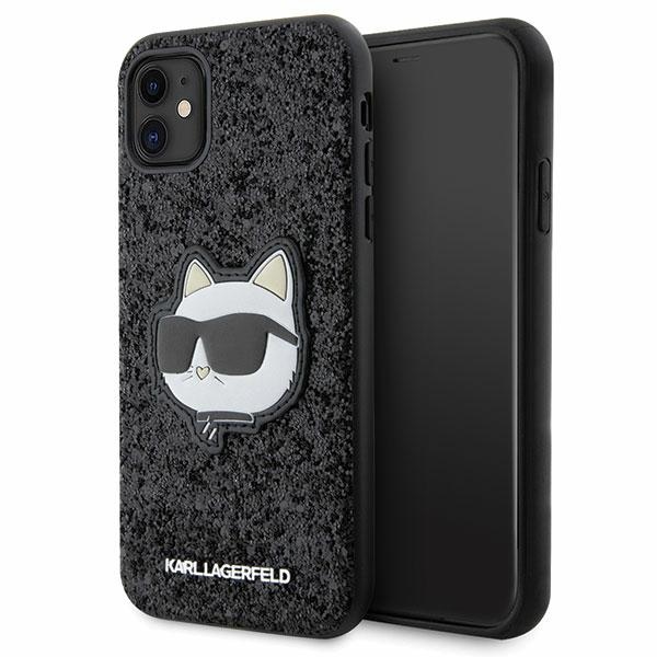 Karl Lagerfeld KLHCN61G2CPK iPhone 11 / Xr 6.1 musta/musta kovakuori Glitter Choupette Patch
