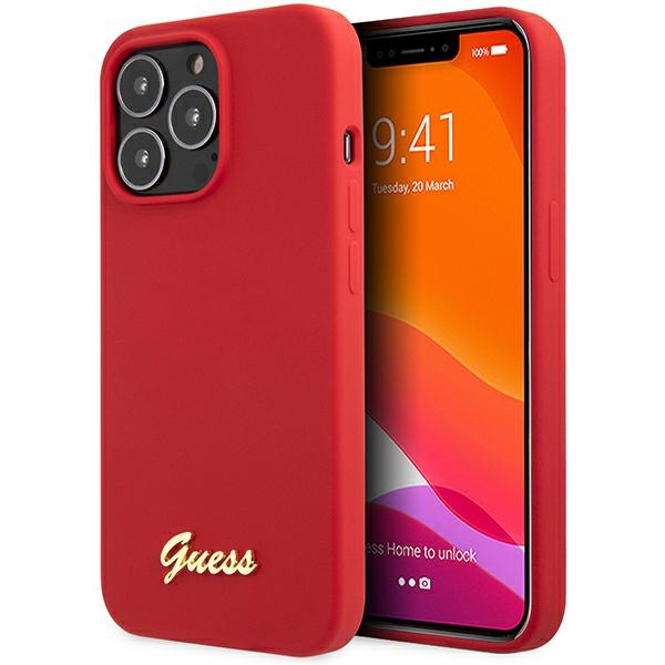 Guess GUHCP13XLSLMGRE iPhone 13 Pro Max 6.7 punainen/burgundy kovakuori Silicone Vintage Gold Logo