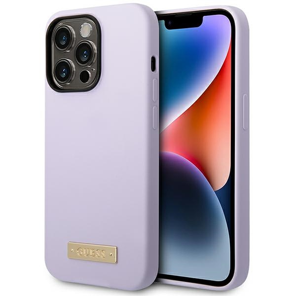 Guess GUHMP14LSBPLU iPhone 14 Pro 6.1 violetti/violetti kovakuori Silicone Logo Plate MagSafe