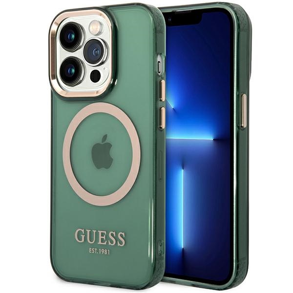 Guess GUHMP14XHTCMA iPhone 14 Pro Max 6.7 vihreä/khaki kovakuori Gold Outline Translucent MagSafe
