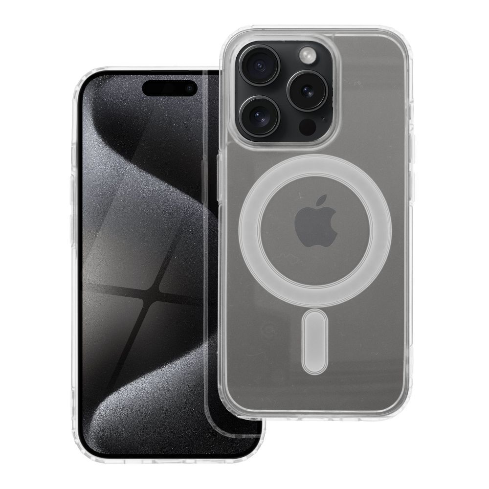 Suojakuori iPhone 15 PRO:lle Clear Mag Cover (STR) yhteensopiva MagSafen kanssa läpinäkyvä