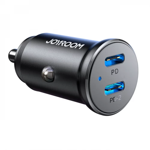 Joyroom JR-CCN06 30W 2x USB-C Metallinen Mini Autolaturi - musta