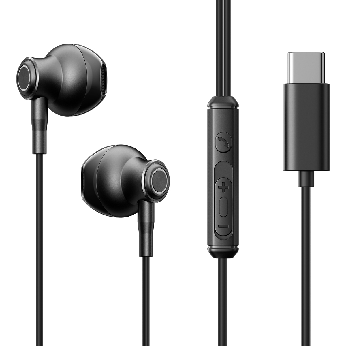 Joyroom TYPE-C Series JR-EC07 USB-C in-ear-kuulokkeet metalli - musta