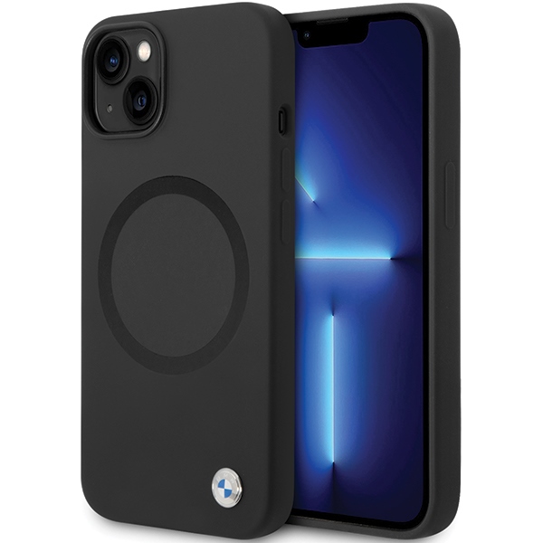 BMW BMHMP14SSILBK2 Suojakuori iPhone 14:lle - musta Signature Liquid Silicone MagSafe