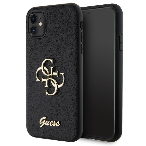 Guess GUHCN61HG4SGK Suojakuori iPhone 11 / Xr:lle - musta Glitter Script Big 4G