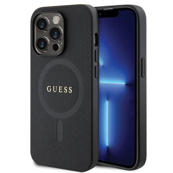 Guess GUHMP14LPSAHMCK Suojakuori iPhone 14 Pro:lle - musta Saffiano MagSafe