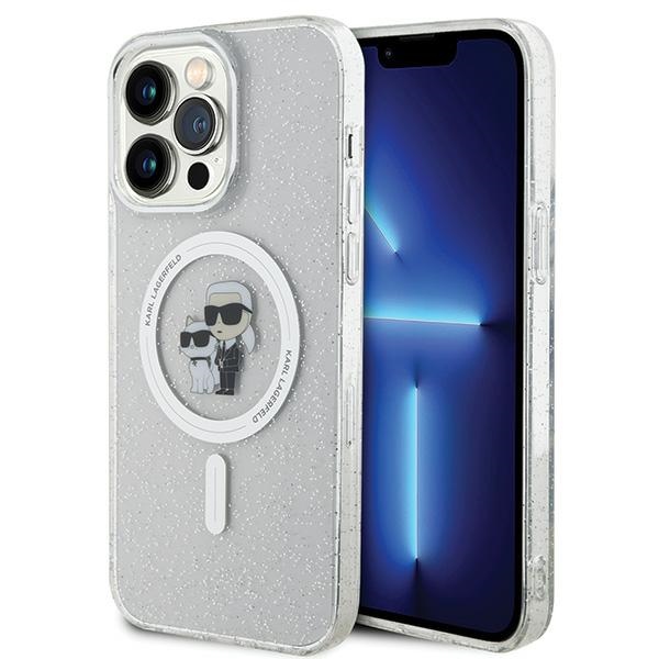 Karl Lagerfeld KLHMP14XHGKCNOT Karl & Choupette Glitter suojakuori laitteelle iPhone 14 Pro Max 6.7", MagSafe-yhteensopiva, läpinäkyvä