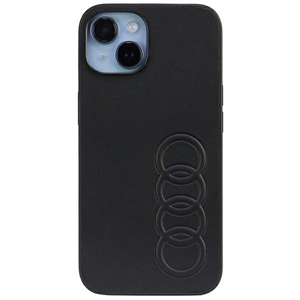 Audi Synthetic Leather Suojakuori iPhone 14 6.1 musta/musta kova kuori AU-TPUPPCIP14-TT/D1-BK