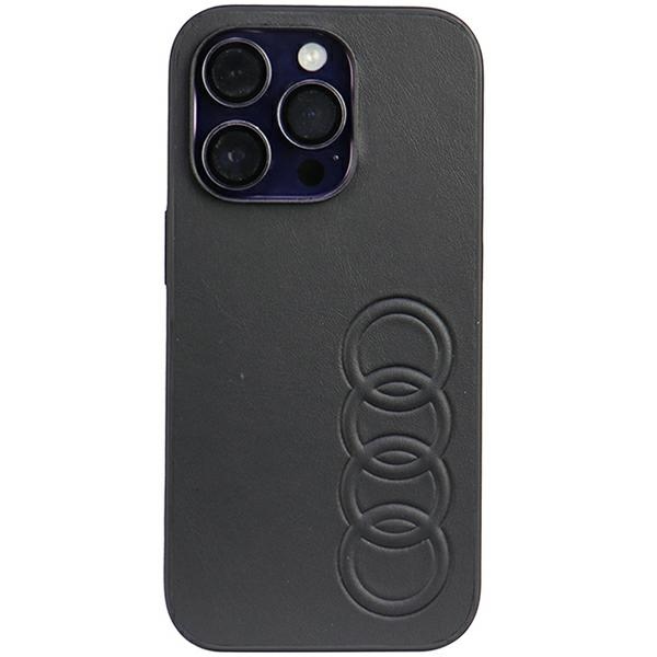 Audi Synthetic Leather Suojakuori iPhone 14 Pro 6.1 musta/musta kova kuori AU-TPUPPCIP14P-TT/D1-BK