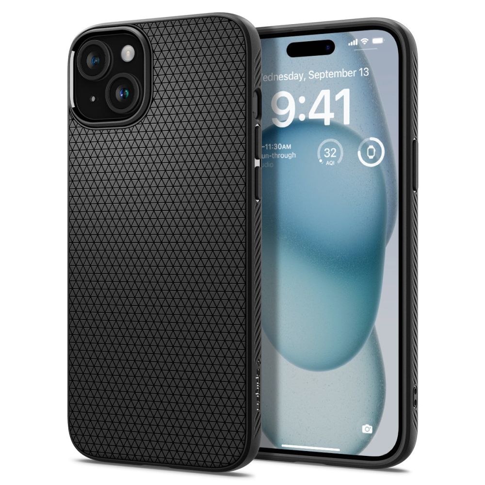 Spigen Liquid Air Suojakuori iPhone 15 6,1 matta musta