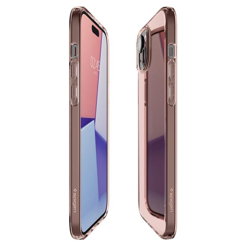 Spigen Crystal Flex Suojakuori iPhone 15 Plus:lle - Vaaleanpunainen/Läpinäkyvä