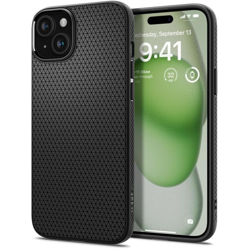 Spigen Liquid Air Suojakuori iPhone 15 Plus 6,7:lle - matta musta