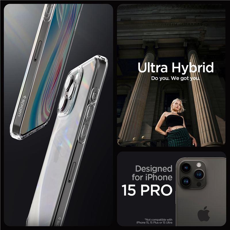 Spigen Crystal Hybrid Suojakuori iPhone 15 Pro:lle - kirkas