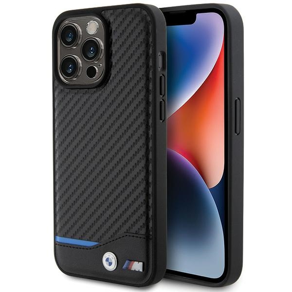 BMW Nahkainen Carbon Suojakuori iPhone 15 Pro Max:lle - musta