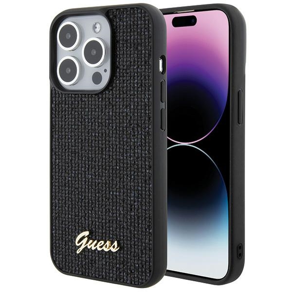 Guess Disco Metal Script Suojakuori iPhone 15 Pro:lle - musta