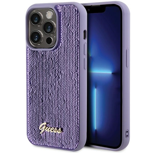 Guess Sequin Script Metal Suojakuori iPhone 15 Pro:lle - violetti