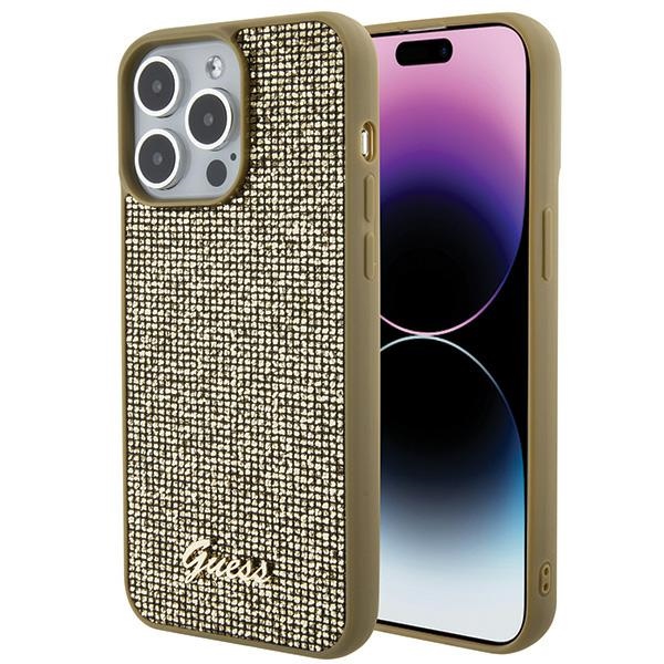 Guess Disco Metal Script Suojakuori iPhone 15 Pro Max:lle - kultainen