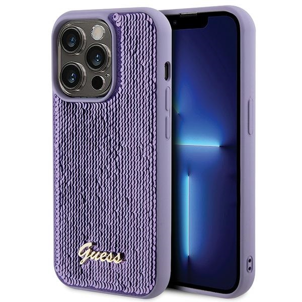 Guess Sequin Script Metal Suojakuori iPhone 15 Pro Max:lle - violetti
