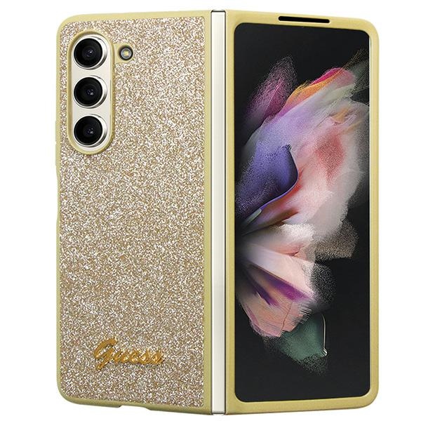 Guess Glitter Script Suojakuori Samsung Galaxy Z Fold 5:lle - kultainen