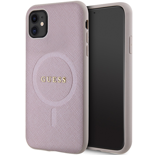 Guess GUHMN61PSAHMCP Suojakuori iPhone 11 / Xr:lle - vaaleanpunainen Saffiano MagSafe