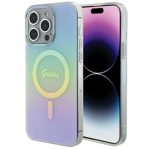 Guess IML Iridescent MagSafe Suojakuori iPhone 15 Pro:lle - turkoosi