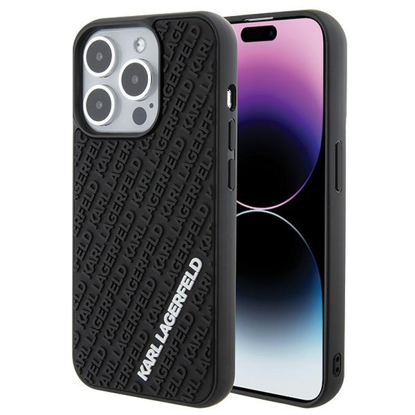 Karl Lagerfeld 3D Rubber Multi Logo Suojakuori iPhone 15 Pro:lle - musta