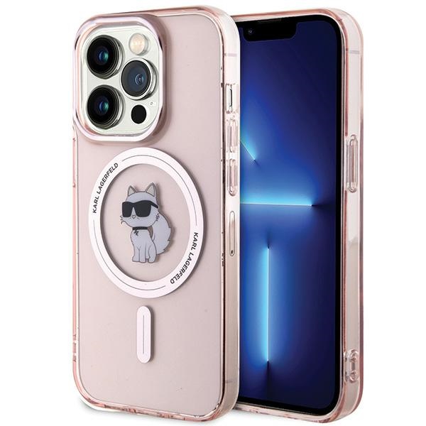 Karl Lagerfeld IML Choupette MagSafe Suojakuori iPhone 15 Pro:lle - vaaleanpunainen