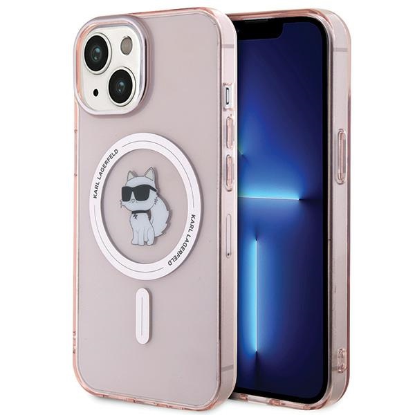Karl Lagerfeld IML Choupette MagSafe Suojakuori iPhone 15:lle - vaaleanpunainen