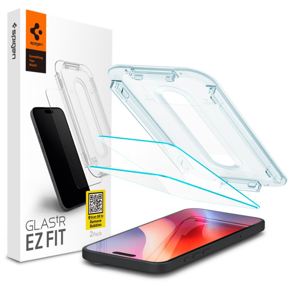 Spigen Glas.tR EZ Fit karkaistu lasi iPhone 15 / 16:lle - 2 kpl.