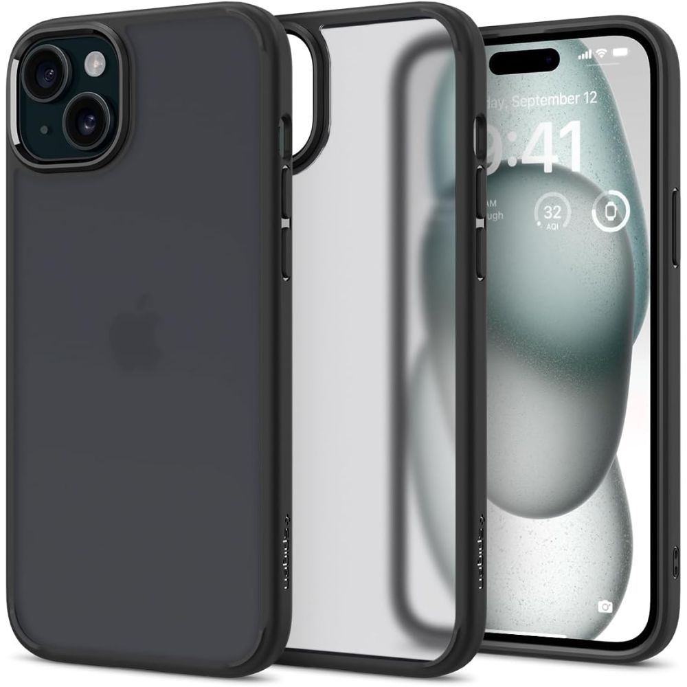 Spigen Ultra Hybrid suojakuori laitteelle iPhone 15 6.1", huurrettu musta