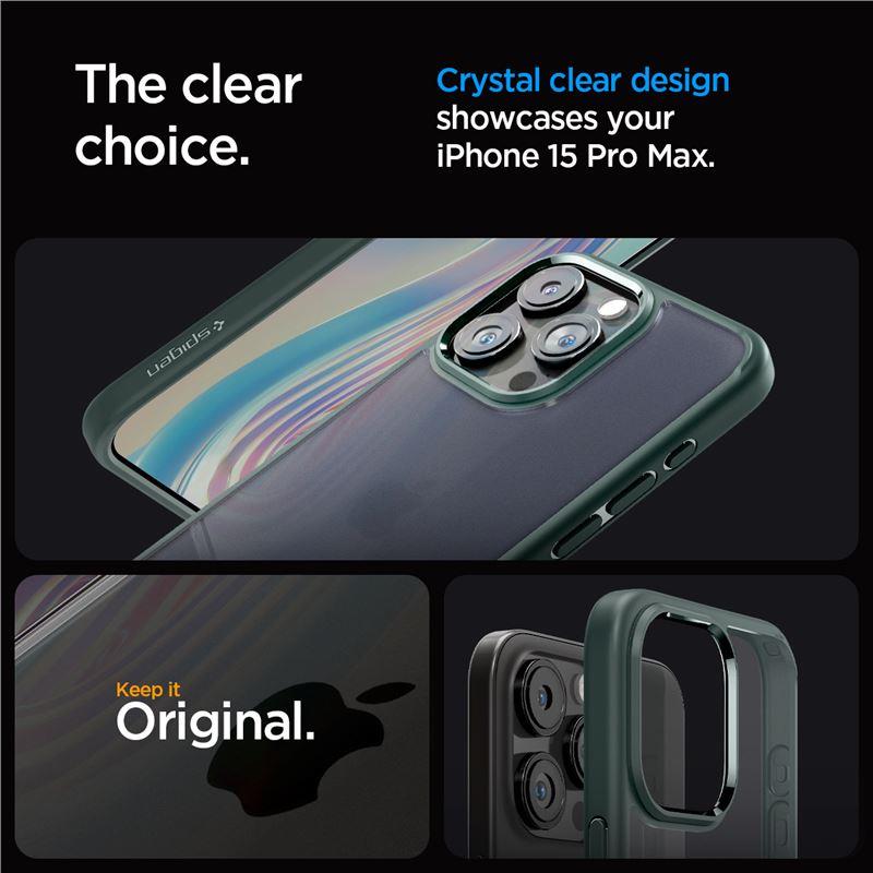 Spigen Ultra Hybrid iPhone 15 Pro Max Suojakuori - Tummanvihrea