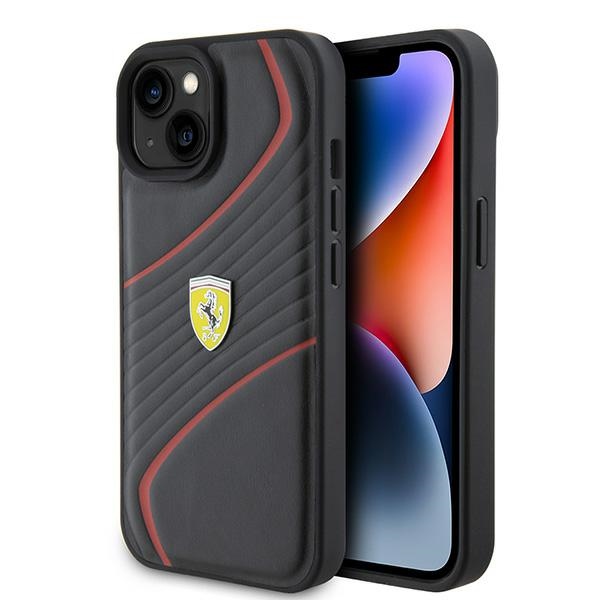 Ferrari FEHCP15SPTWK iPhone 15 6,1 musta/musta kovakuori Twist Metal Logo