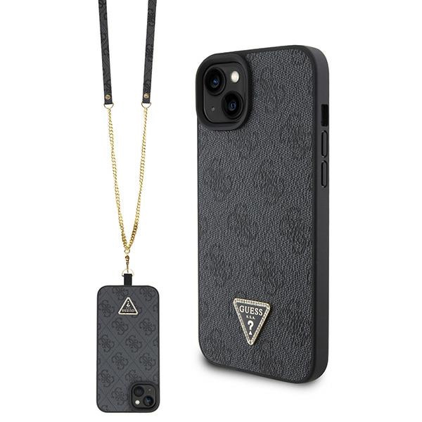 Guess GUHCP15SP4TDSCPK iPhone 15 6,1 musta/musta kovakuori Crossbody 4G Metal Logo