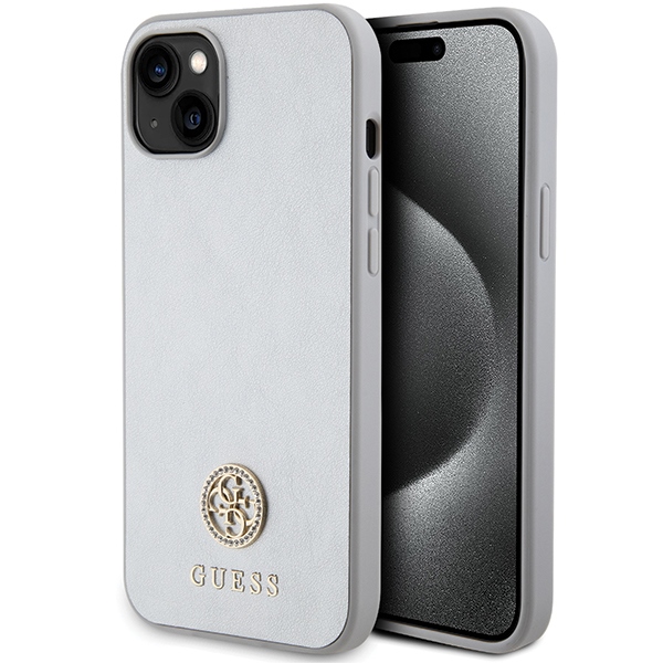 Guess GUHCP15MPS4DGPS iPhone 15 Plus 6.7 hopeinen/hopeinen kovakuori Strass Metal Logo