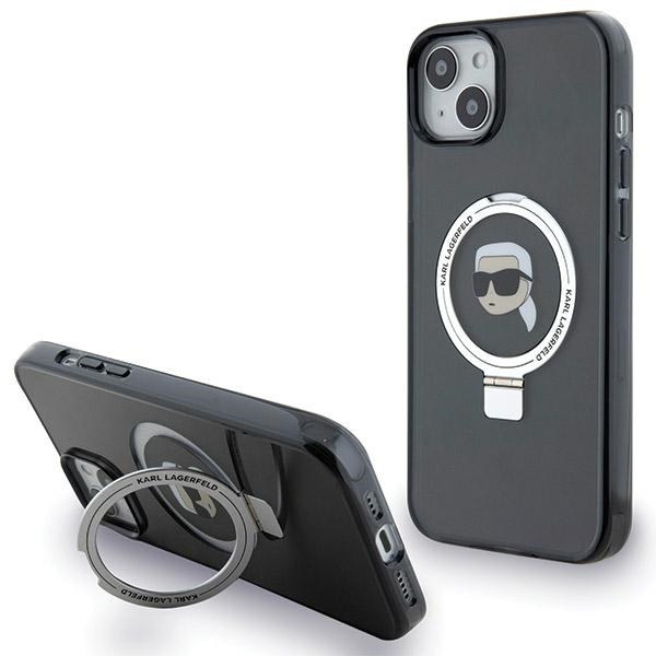 Karl Lagerfeld Suojakuori iPhone 15 6.1 KLHMP15SHMRSKHK musta HC MagSafe Ringstand KH