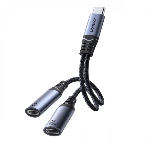 Joyroom SY-C03 USB-C - 2x USB-C 2in1 DAC sovitin - musta